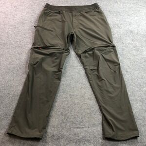 REI Mens Convertible Hiking Pants XL 34x30 Olive Green Zip Off Cargo Stretch
